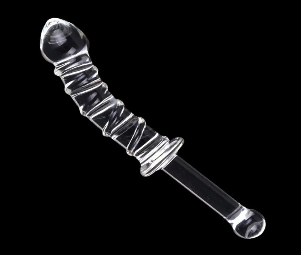 Femmes Glass Dildo Sex Pyrex Crystal Dildo Glass Sex Toys for Woman Toys Adult Crystal Female Sex Produits avec Handle Y1910223315805