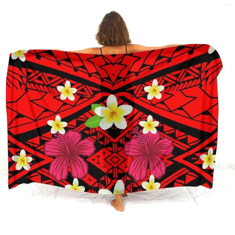 Sarong Polynesian Tribal Design Custom Art Print Soft Comfort Seaside One-Piece Sun Protection Cape