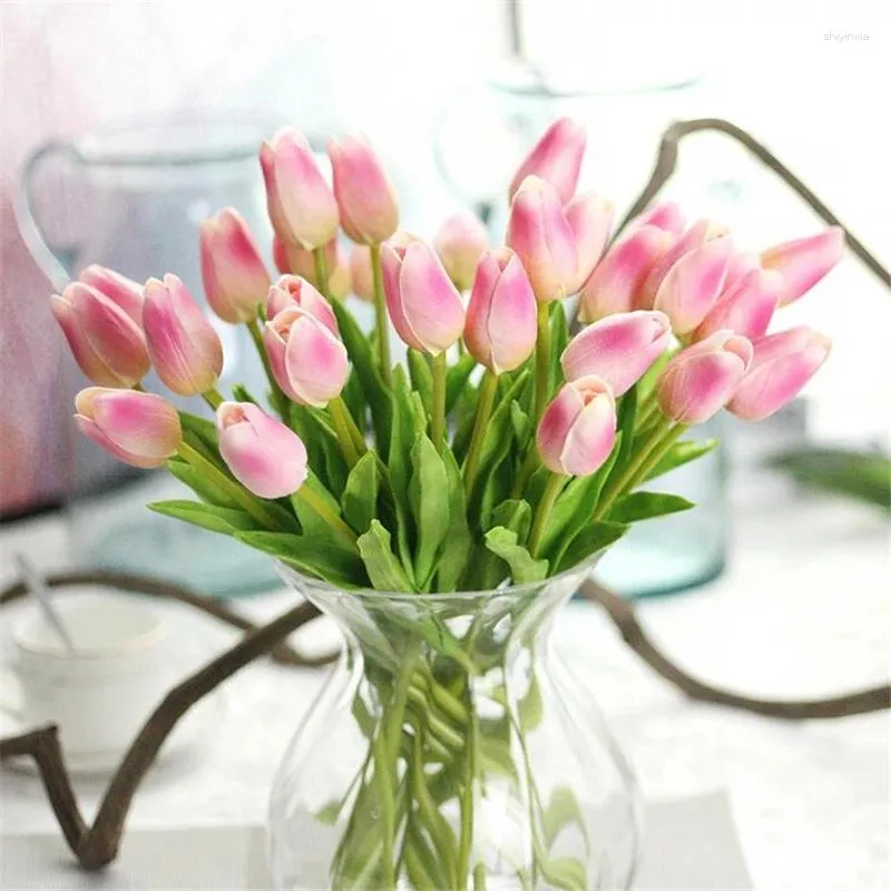Dekoratif Çiçekler 10 PCS Lale Yapay Çiçek Gerçek Touch Buket Düğün Dekorasyon Ev Dekoru Hediye