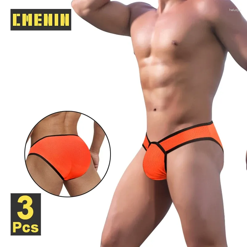 Calzoncillos cmenin 3pcs hombres sexy ropa interior resumen verano malla transpirable panty para hombres sissy slips jockstrap breve bolsa grande hombre