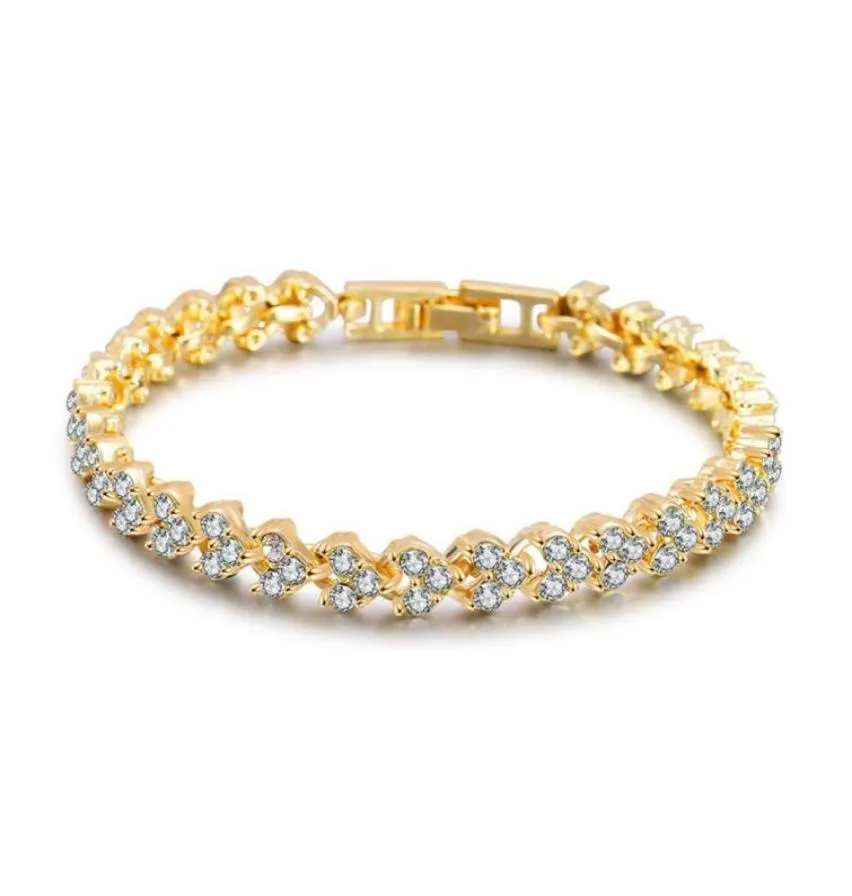 Braccialetti di cristalli di lusso in Austria Bracciale in oro rosa d'oro con vetro con diamante zircone Braccialetta da tennis romano 49346291799013