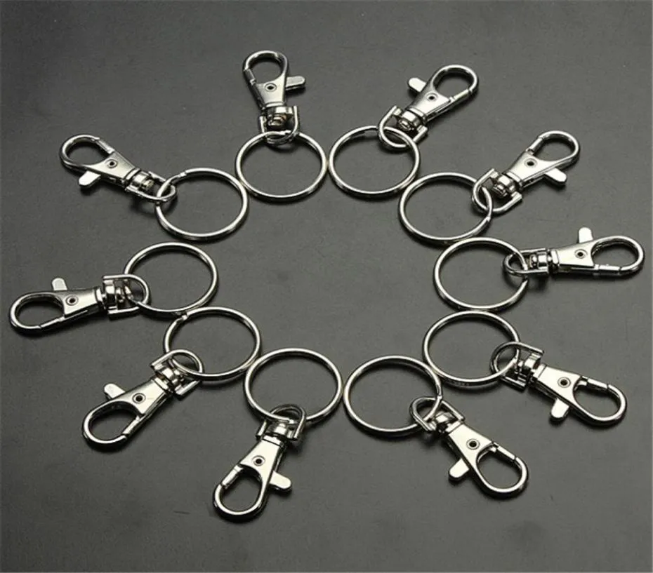 10pcslot Classic Key Chain Ring Silver Metal Swivel Lobster Clasp Clips Key Hooks Keychain Split Ring DIY Bag Jewelry Wholeales6432715