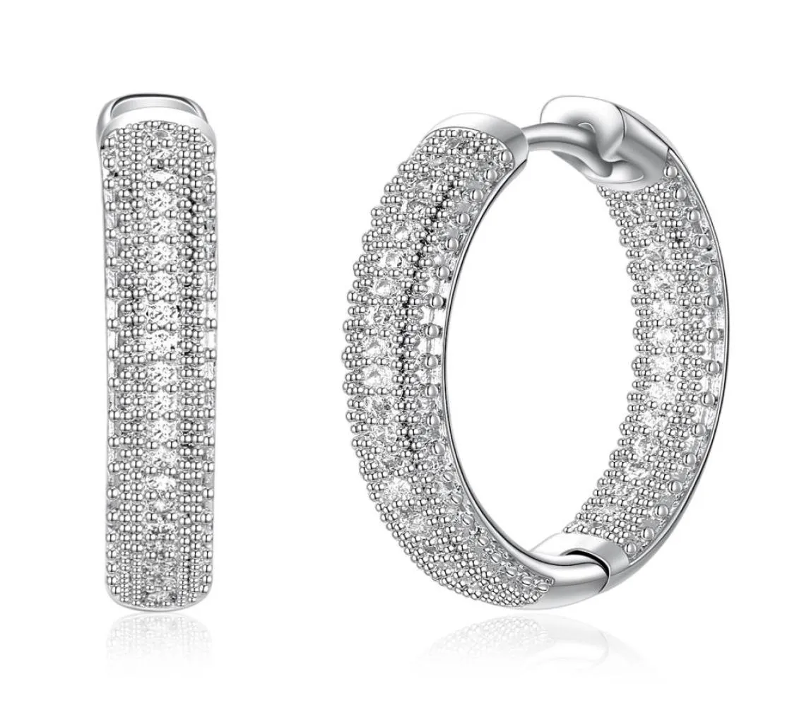 Högkvalitativ silverpläterad bågörhängen whtie cz smycken klassiska smycken snabba runda kvinnor örhänge3475890