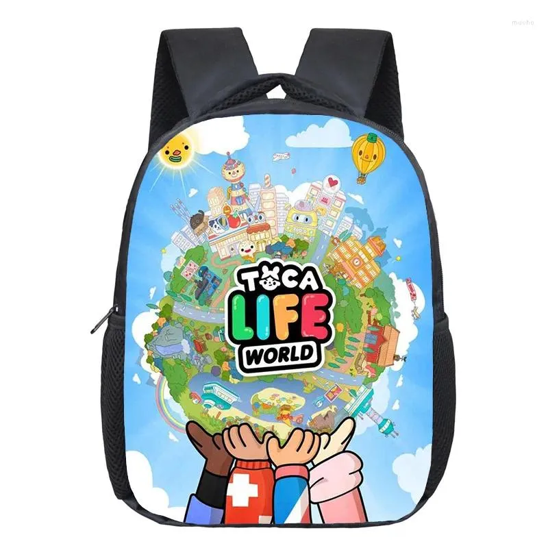 Rucksack Toca Life World Cartoon Schoolbag Kid Kindergarten wasserdichte Portabilität Rucksäcke Süßes Print Rucksack Mochila