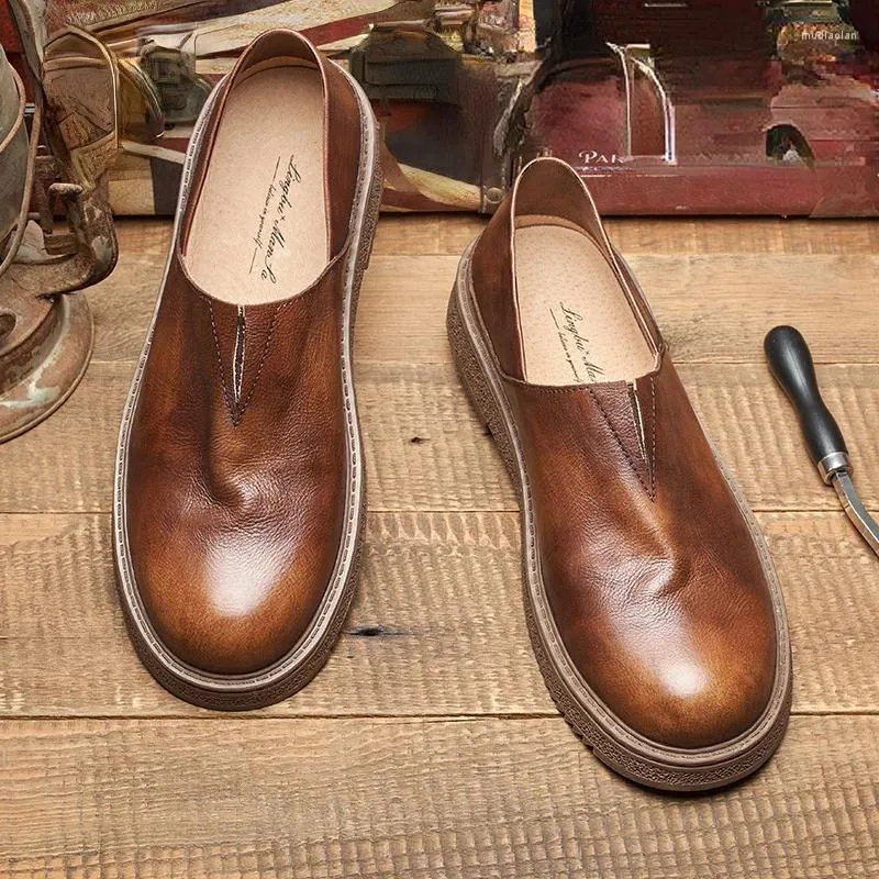 Sapatos casuais plataforma de couro macio de luxo de luxo genuíno em mocassins de negócios confortáveis para negócios