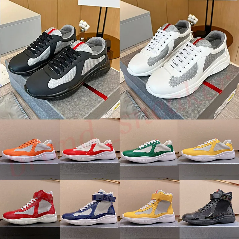 Prada America's Cup Low Top Americas Cup Mens Designer Casual Shoes OG Soft Rubber Pardas Patent Leather America Sports Trainers【code ：L】Brand Sneakers 38-46