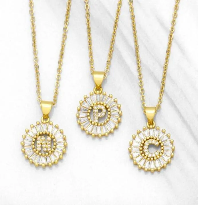 Colar de colares pendentes Colar de corrente de ouro de cobre para mulheres CRISTAL CRISTAL AZ DISCO ROUNT