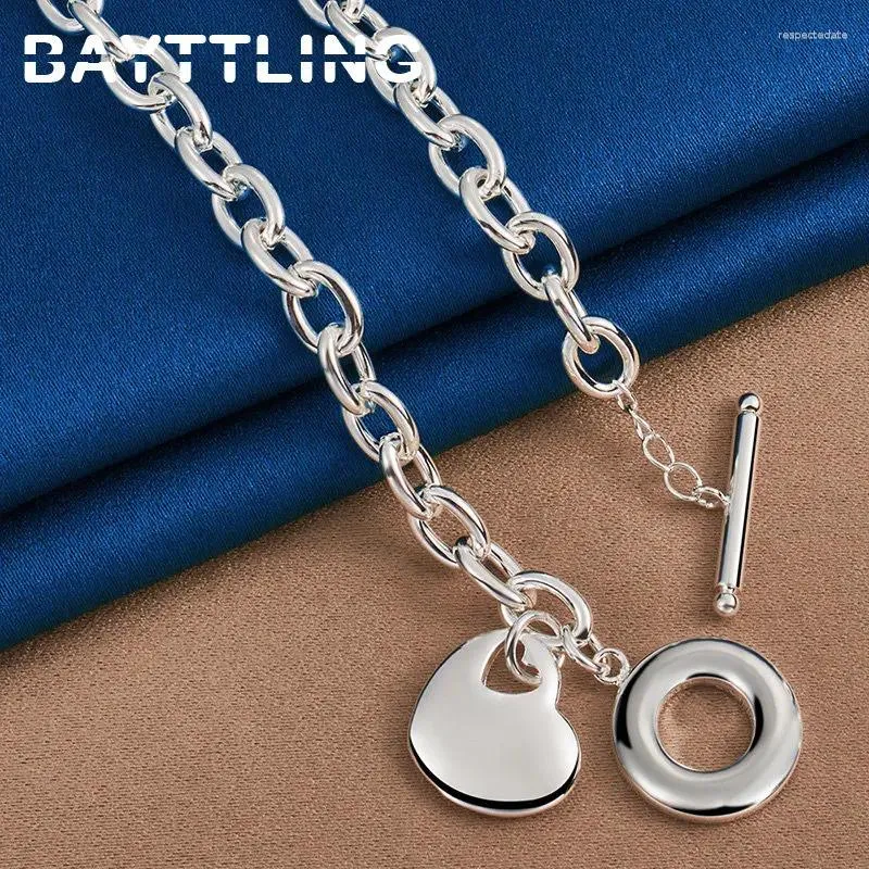 Подвески 925 Серебряное серебро 18 дюймов роскошные сердечные подвески для ожерелья для женщин мужские