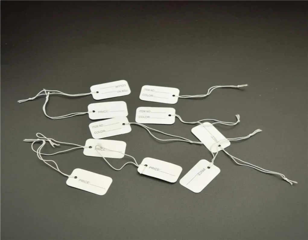 1000pcs white paper Tags with Elastic String Hang Tags label for Jewelry2511710