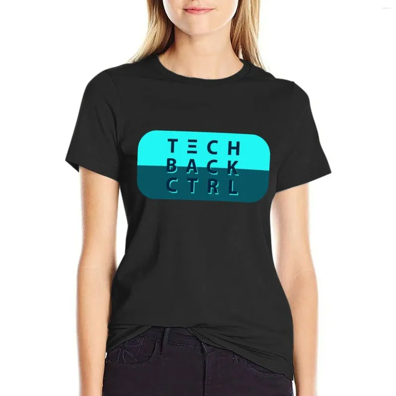 Polos da donna Controllo dorso tecnologico - T -shirt arrotondato rettangolare plus size top abbigliamento estetico magliette divertenti per donne