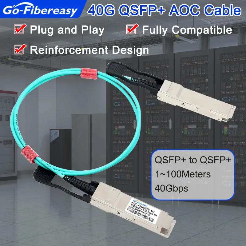 QSFP+ 40G AOC Kablo QSFP TO QSFP Aktif Optik Kablo MPO QSFP Modülü 1m ~ 100m OM3 OM4 Fiber Kablo Desteği Müşteri Uzunluğu