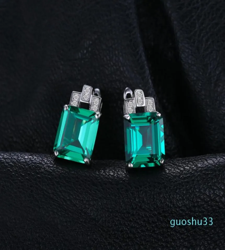 8CT Simulated Nano Emerald Hoop örhängen 925 Sterling Silverörhängen för kvinnor ädelstenar koreanska örhängen mode smycken5196165