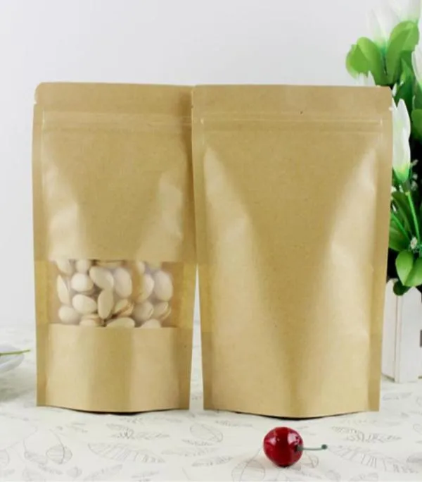 Enveloppe-cadeau 100pcs Kraft Paper Bagkraft Sacs utilisés pour l'emballage alimentaire est autonome Brown4167170