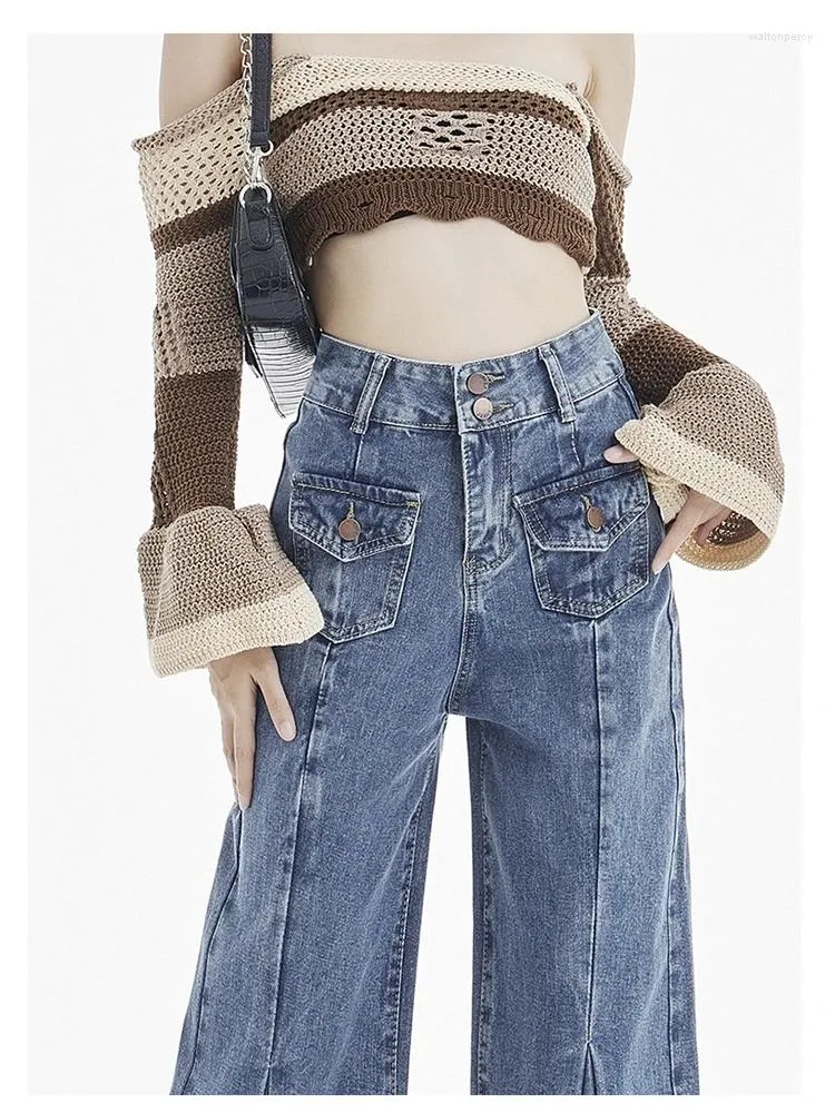 Pantaloni In Denim In Fiamme Altissima Vintage Giapponese In Stile