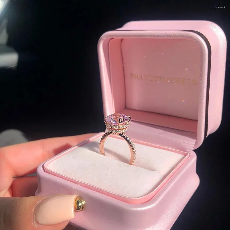 Wedding Rings 2024 Aankomst delicate roze prinses verlovingsring voor vrouwen Valentijnsdag Gift Sieraden Groothandel R8408