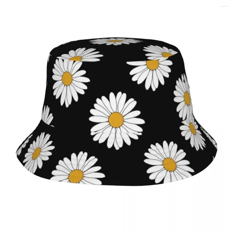 Bérets Small Daisy Bucket Hat HARAJUKU PATTREN HIP HOP CAPS FISHERMAN pliable Chapeaux de crème solaire pliable pour une casquette imprimée vintage unisexe