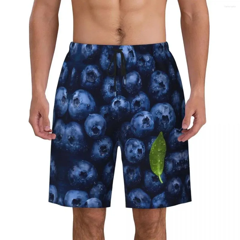 Men's Shorts Blueberries Board Summer Funny 3D Fruits Classic Beach Men Sports Quick Dry Custom Swim Trunks