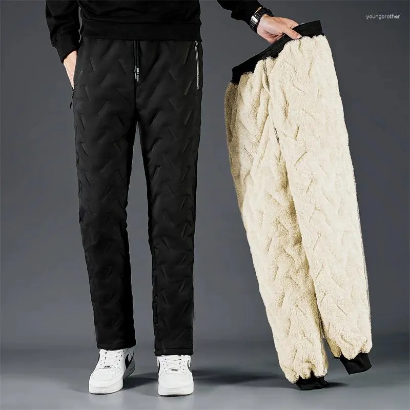 Мужские брюки 2024 Зимний хлопок сгущен, теплый с плюшевым тонким пробежением пота