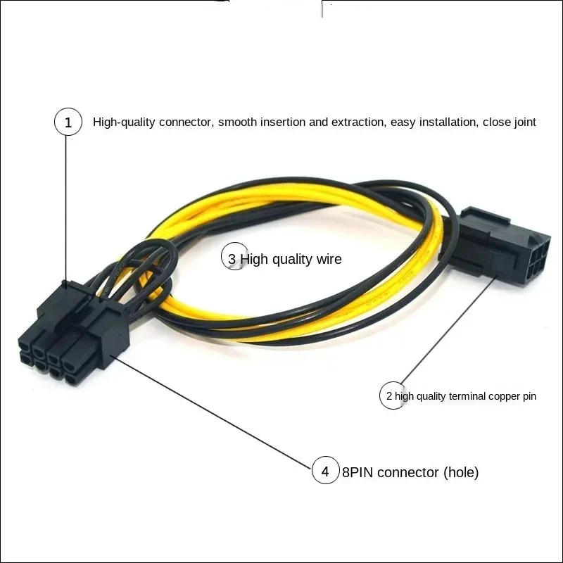 GPU 6PIN TILL 8PIN POWER ADAPTER CABLE, 6 PIN PCIE TO 6 2PIN PCI Express grafikkortadapter Konverterad Cord-30CM