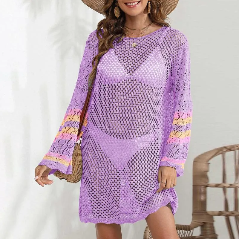 loose cotton beach dresses Purple Short Kaftan Dress – Paisley Print Recycled Silk Summer Caftan & Beach Cover-Up One size main image 0
