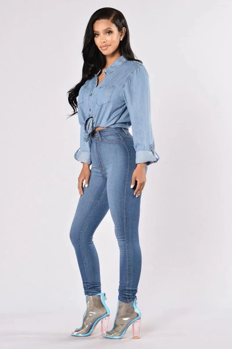 Dames jeanskwaliteit highwaist broek voor vrouwen private label stretch groothandel dames mager