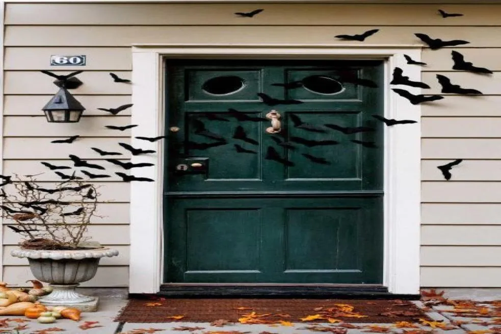Kreatywny Halloween Decor 12pcsset 3D czarny dekoracja nietoperza naklejka na ścianę naklejka naklejka do drzwi domowych Uniesienia