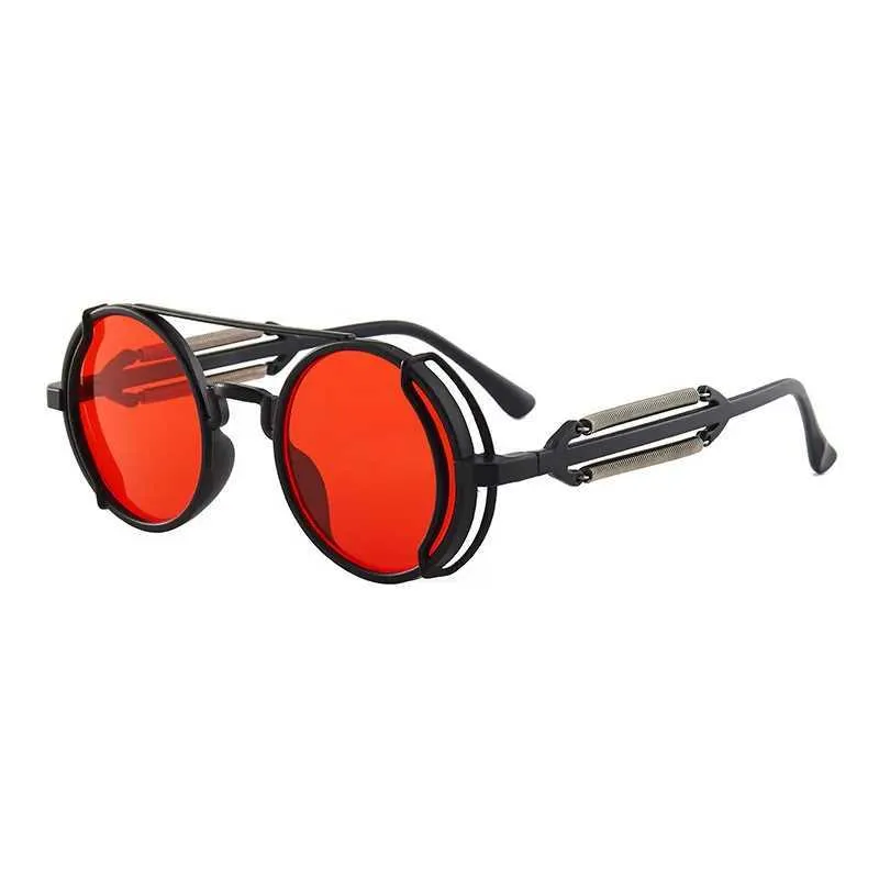 Lunettes de soleil Classic Gothic Steampunk Sunglasses Sunglasses Luxury Brand Designer des hommes et des femmes Retro Round Round PC Cadre de soleil