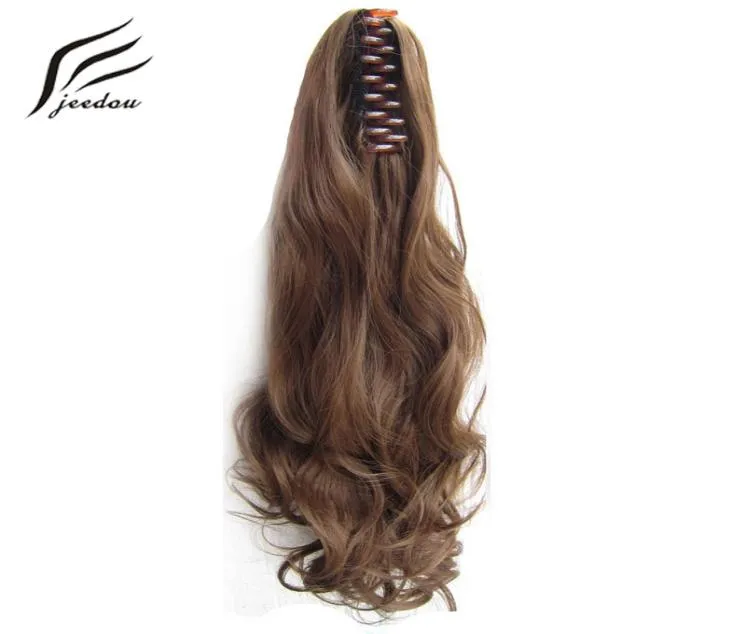 Klauw paardenstaart golvende synthetisch haar 22quot 55cm 170 g blonde kastanje bruine kleur natuurlijke paardenstaarten Haarextensions Hairpieces2669383