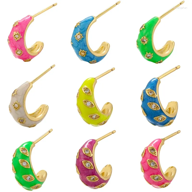 Boucles d'oreilles zhukou ENAMEL 2 styles cubic zirconia la préservation des couleurs des femmes mode femme bijoux en gros ve903