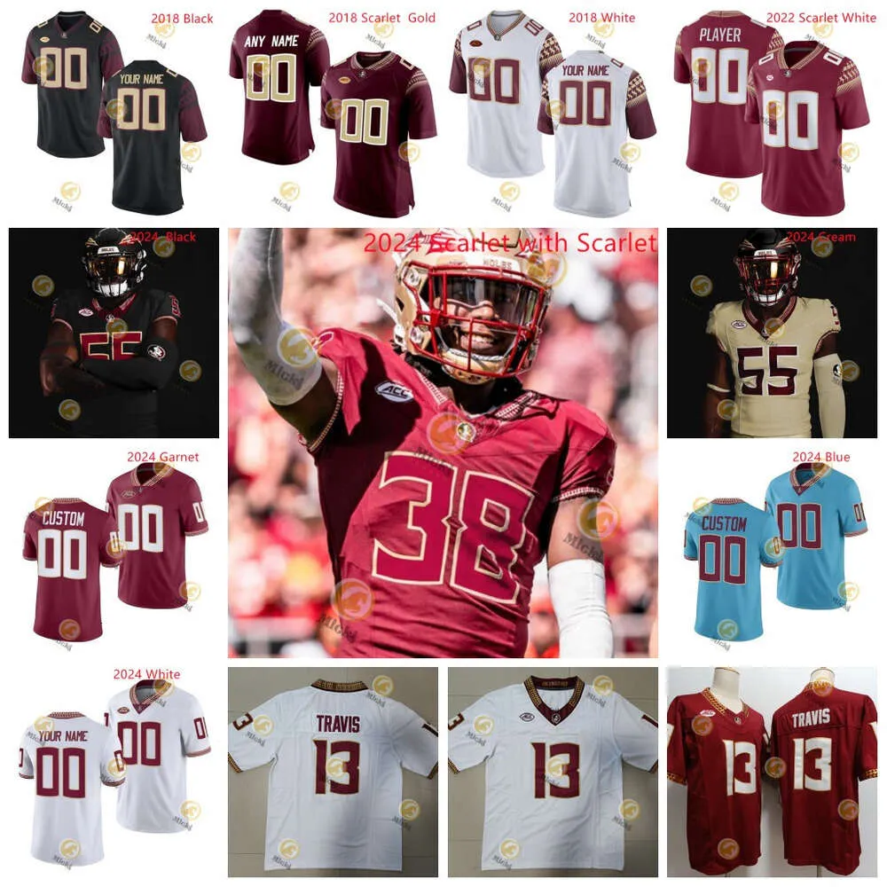 Braden Fiske Fentrell Cypress II Fabien Lovett Floridastate Football Jersey 9 Lawrance Toafili 4 Kalen Deloach Malik McClain zszył koszulki fsu