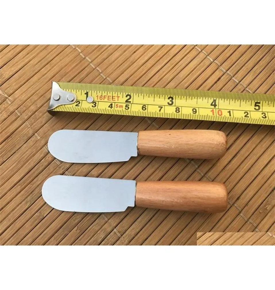 Nóż z masła ze stali nierdzewnej z drewnianym uchwytem Prezenty ślubne dla gości nóż sera narzędzia stołowe VTM3Q9201305