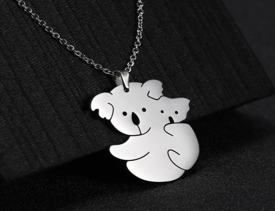 Skyrim Cute Koala Animal Pendant Necklace Stainless Steel Golden Initial Choker Chain Necklaces Memorial Jewelry Gift for Women9985457