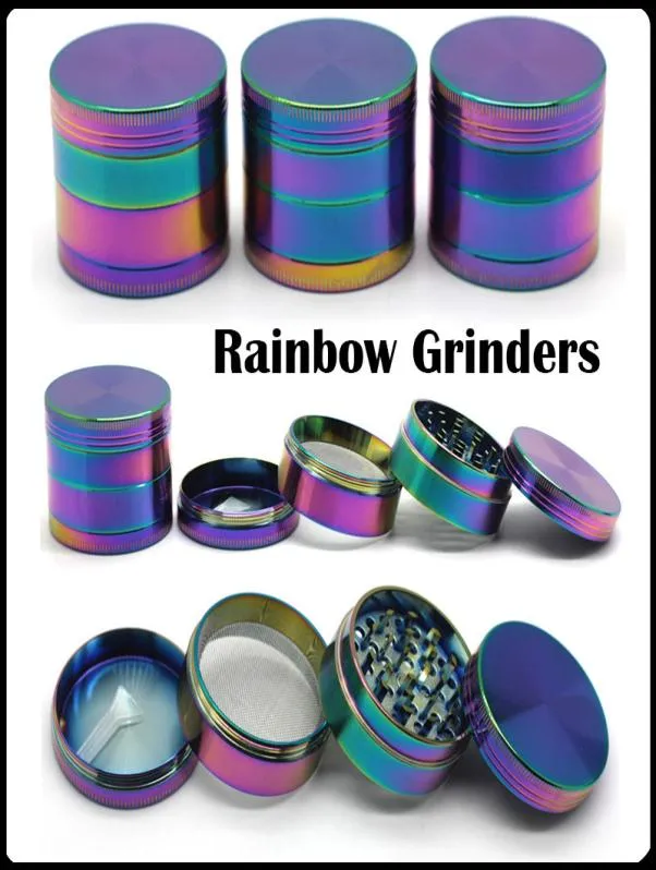 Rainbow Grinders Ice Bleu Zinc Alloy Metal Grinder accessoires 40 50 55 63 mm de diamètre 4 parties Crushers d'herbe sèche Fast6752043