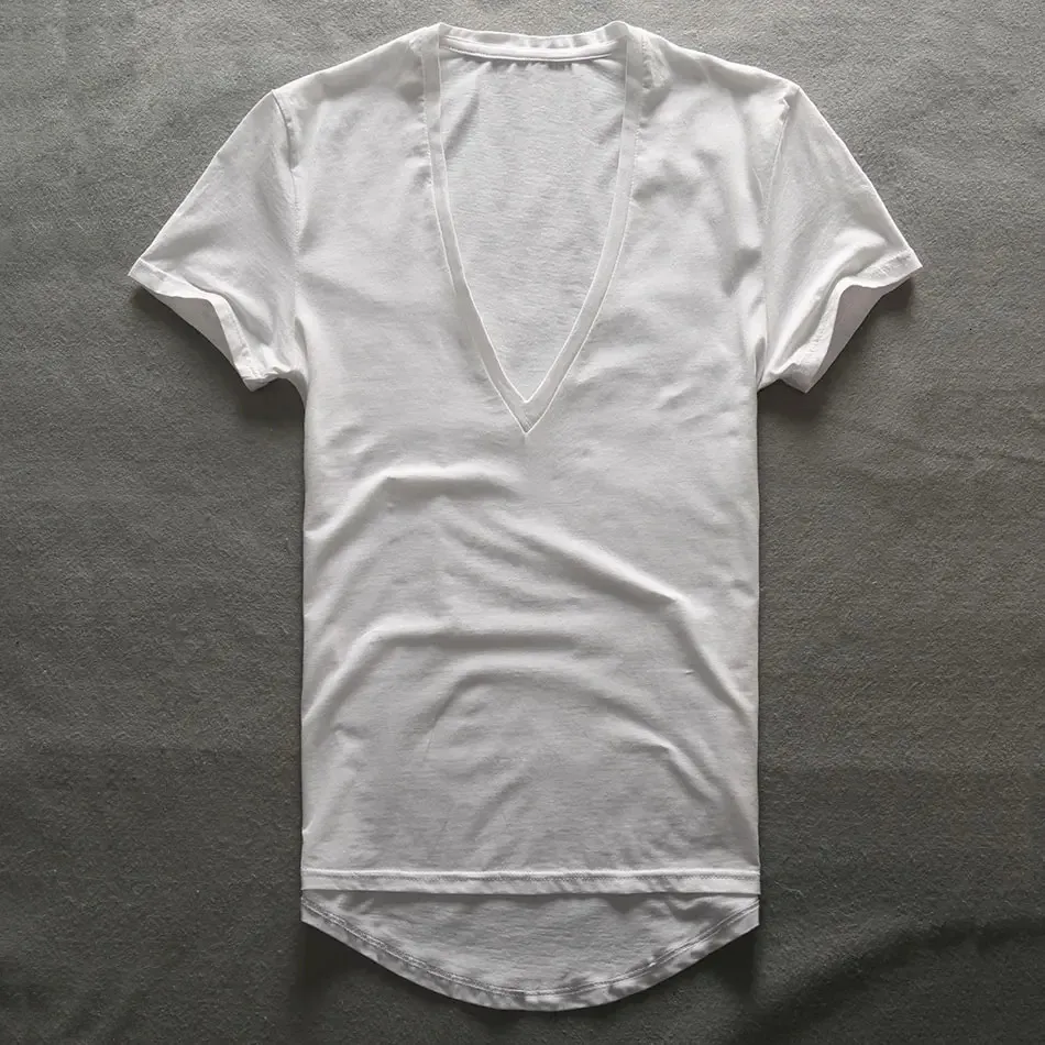 Zecmos Deep V Шея футболка мужчины простые v-образные футболки для мужчин модные сжатие топ Toe Tees День отцов мужчин 240429