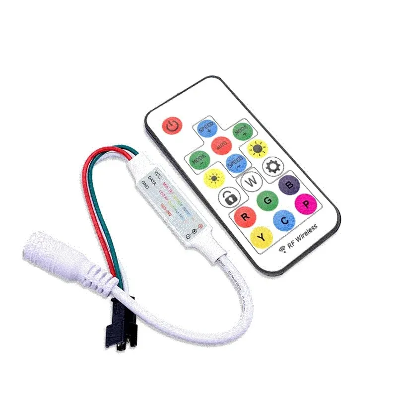 RF Wireless Fernbedienung DC5V 12V 2048Pixel 300 Arten von Änderungen Digital RGB LED -Strip -Controller 17Key für WS2812B WS2811 LED -Streifen