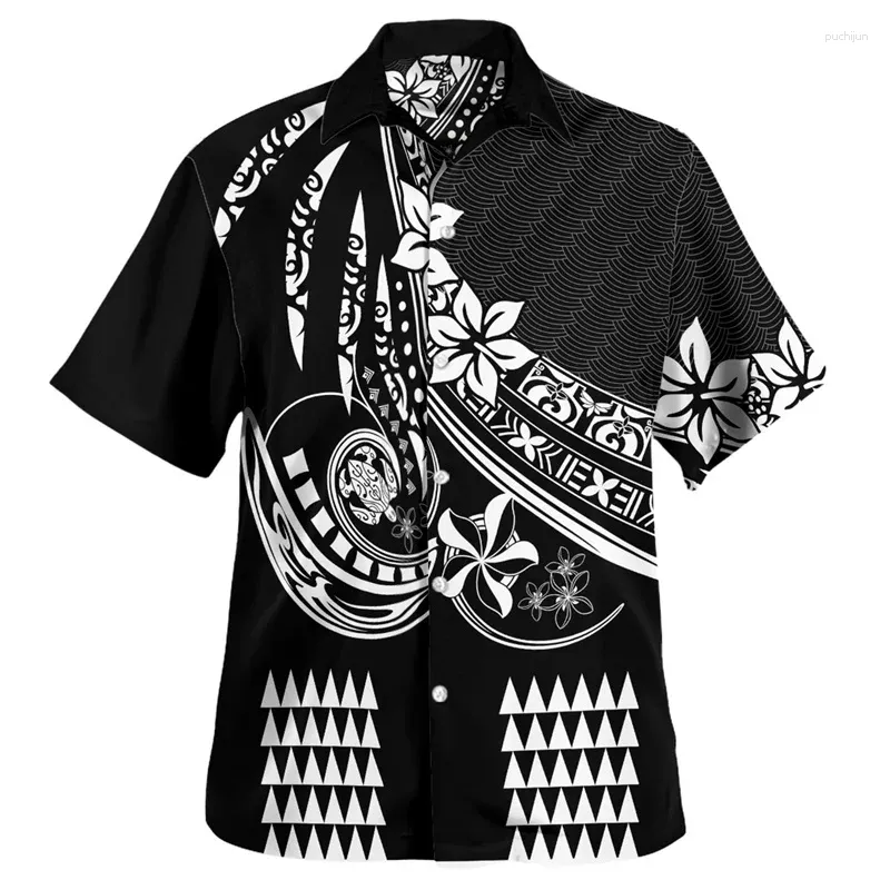Men's Casual Shirts Harajuku Summer 3D Polynesia National Flag Printing Coat Of Arm Graphic Short Men Fashion Cool Clothing