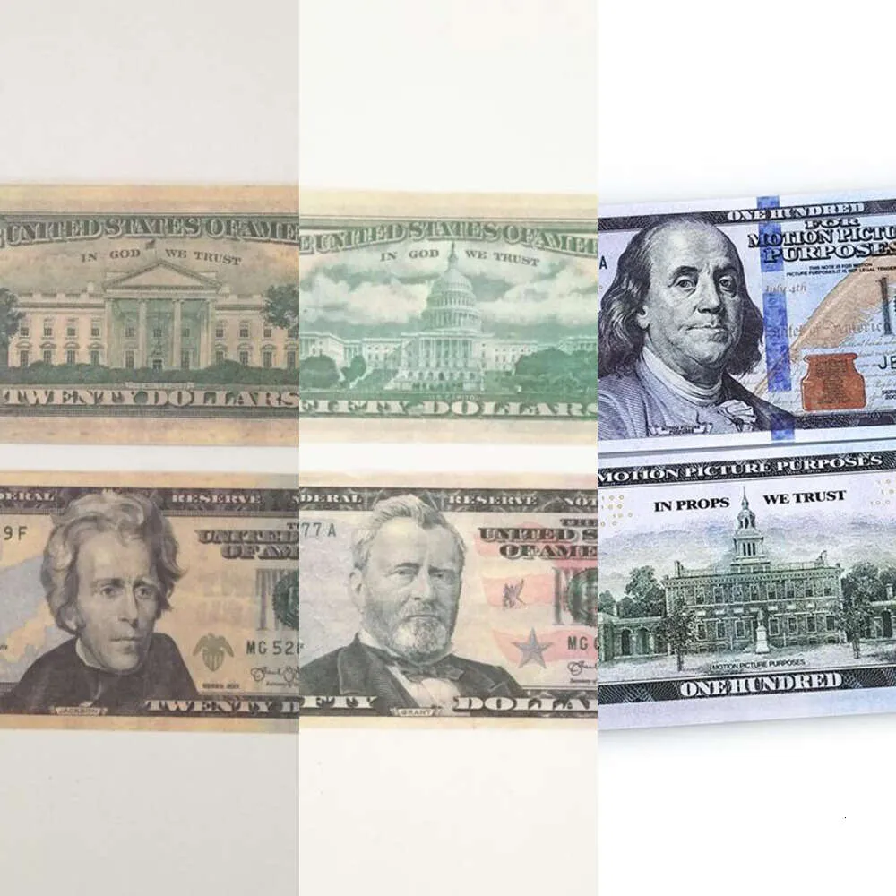 Fête Fake Money Banknote 5 20 50 100 200 US DOLLAR EUROS REALD TOY BAR BARPS COPY 100PCS / PACKZGLA