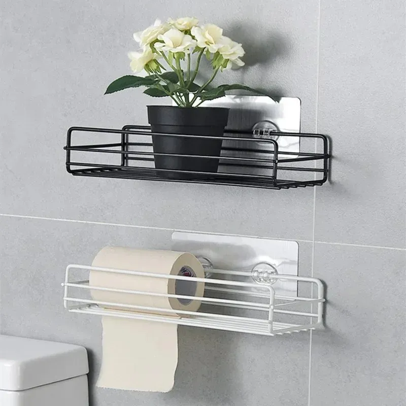 1 stks badkamerrek douche muur gemonteerde shampoo opslagrek keuken organisator badkamer accessoires