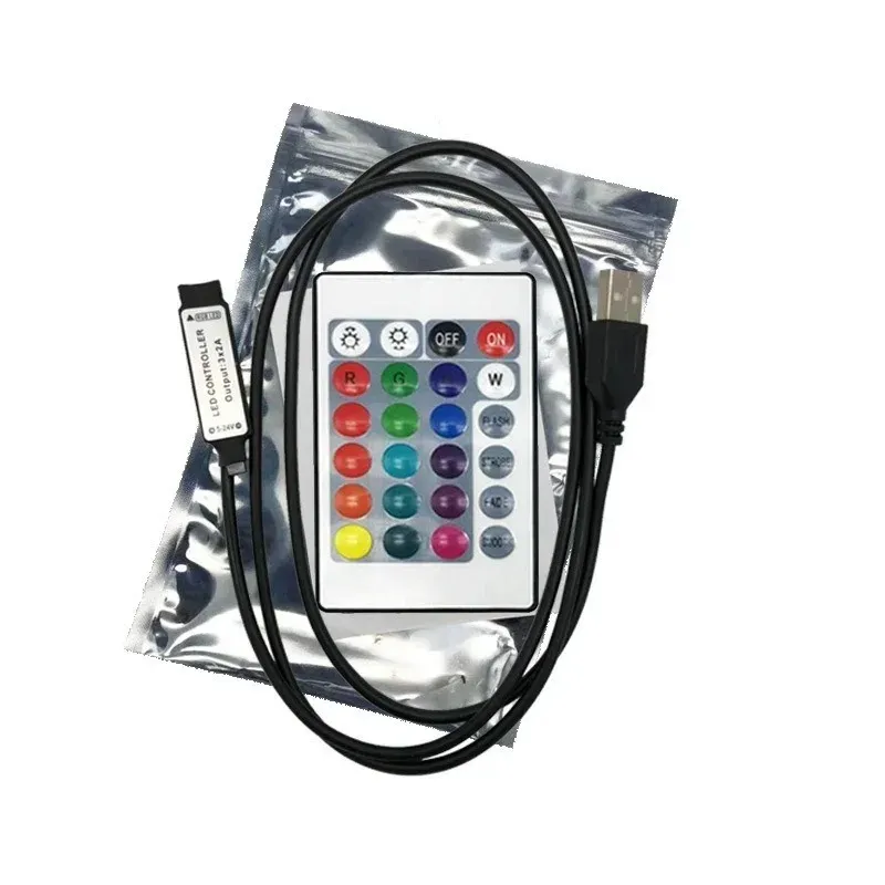 24 toetsen LED RGB -controller voor LED -lichtstrookbalk 5V USB IR Infrared RF draadloze afstandsbediening Dimmer -dimmerschakelaar