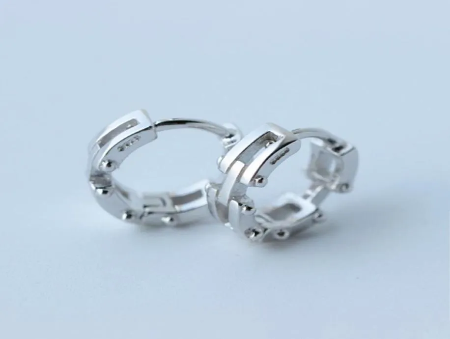 925 Sterling Silver Trendy Street Accessories Women Men Hoop Earring Ear Cuff Clip For Women Fashion Silver Jewelry E08282607150