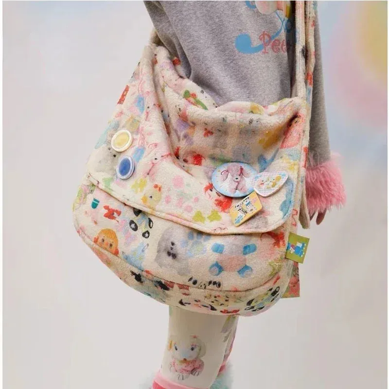 Y2K Girls Bag Sac 2023 Fashion Korean Sweet Fleece Handbag Purres and Crossbody Women Allmatch Lovely 240429