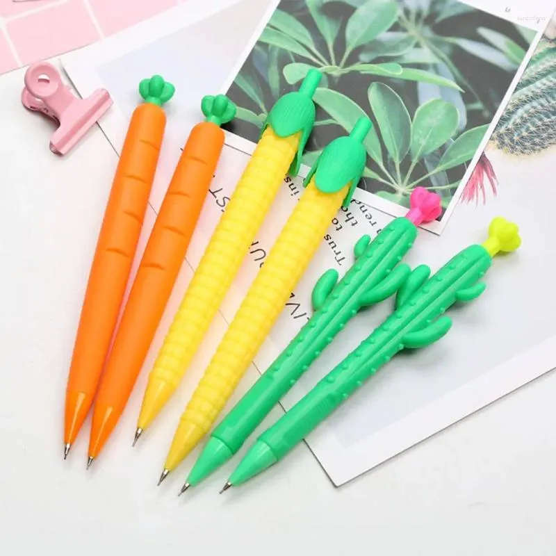 0.5/0.7mm Soft Gel Pen Carrot Cactus Corn Mechanical Pencil Cartoon Cute Creative Grip Comfortable Press Stationery