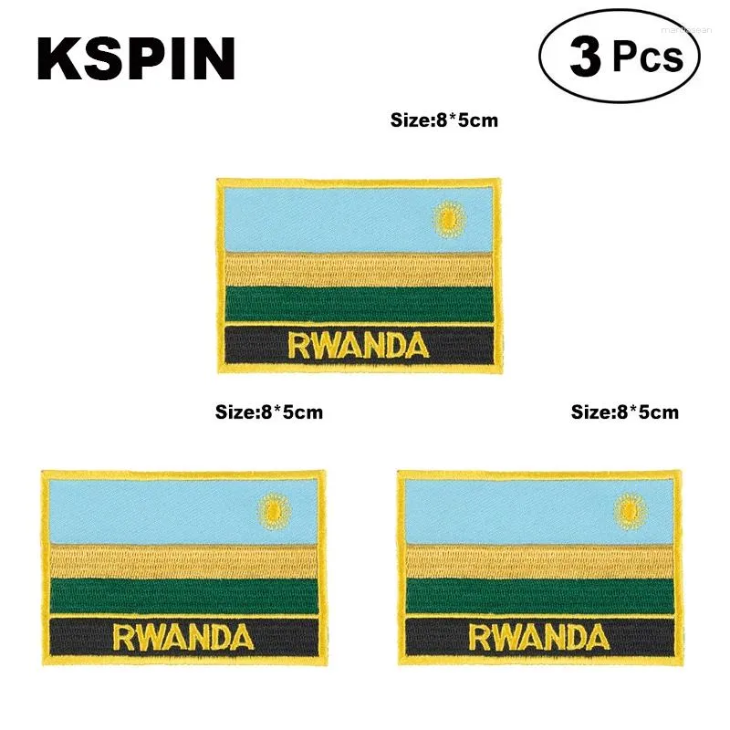 Broches rwanda rechthoekige vorm vlag patches geborduurd National for Clothing Diy Decoration