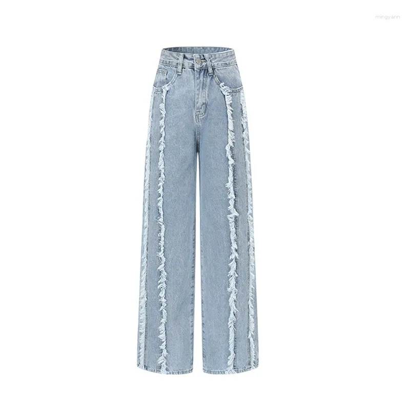 Frauen Jeans Superaen 2024 Spring Design Fashion Edge High Taille Denim Weitbeinhosen los