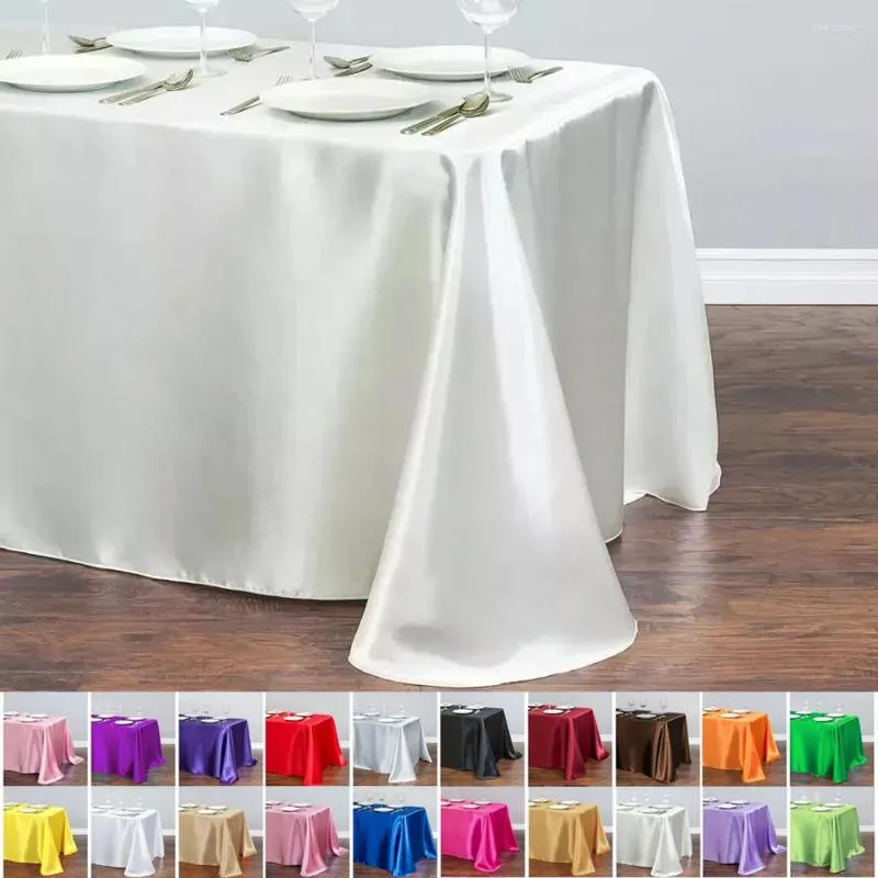 Table de table rectangle nappe en satin mariage blanc pour Noël baby shower anniversaire événements banquet décor à la maison