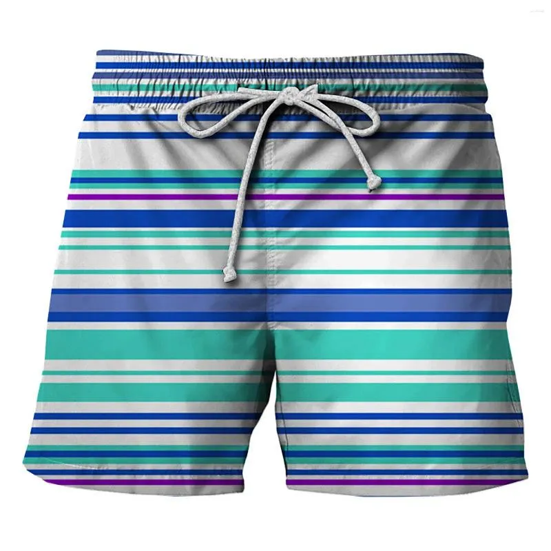 Shorts pour hommes à rayures Pantalons de plage imprimés à rayures Summer Swimming Surfing Outdoor Trawsing Elastic Workout