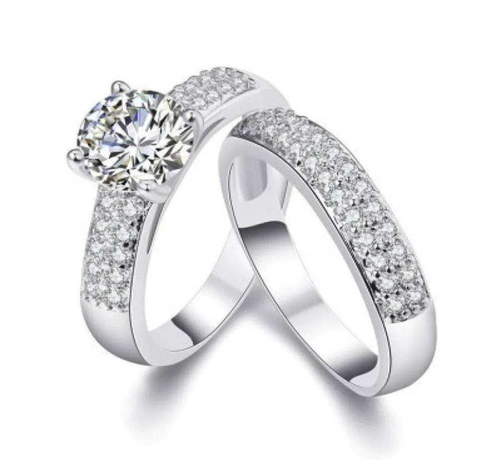 Novo anel de casamento de moda Fourclaw Micro Inlay Zircon Casal Ring Moda Antireal Diamond Ring Jeia Whole3046425