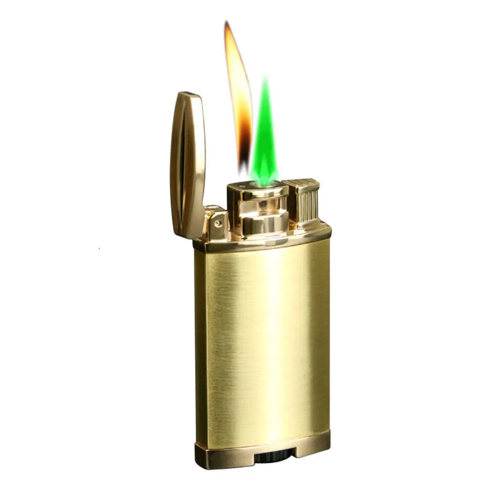 Torcia a doppio fuoco più leggero più leggero a getto di sigaretta a fiamma verde più leggera con imballaggio in scatola regalo