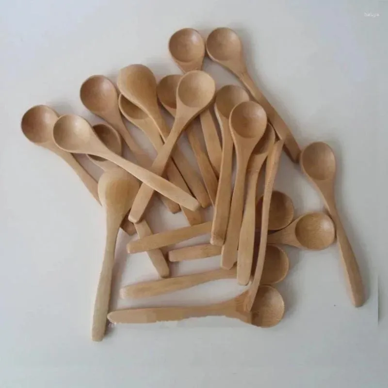 Cuillères 10pcs / Set en bois miel cuillère co-rage de table de table en bambou condiment scoop scoop café.