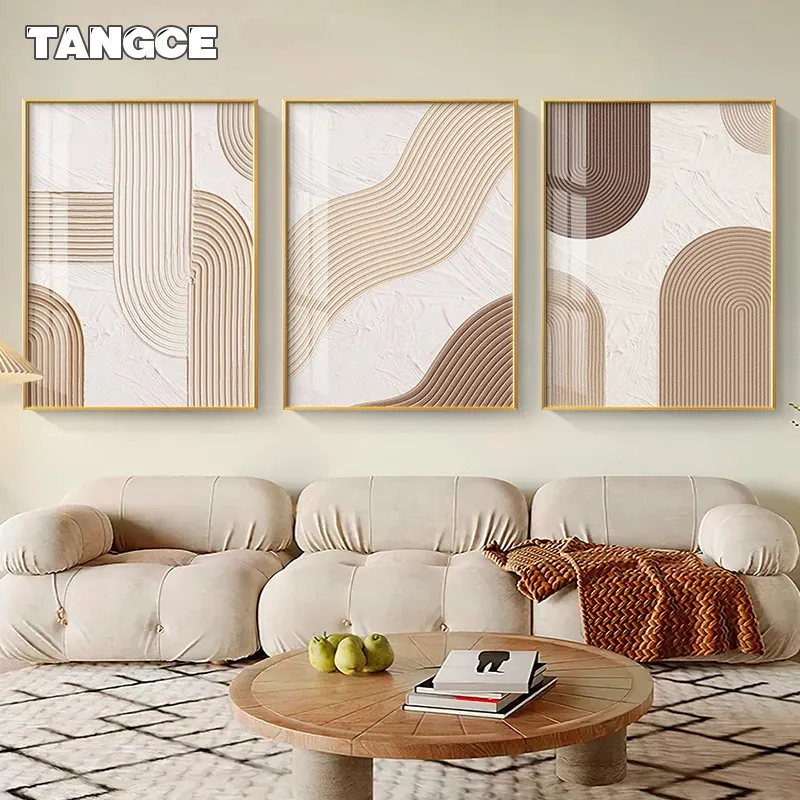 Modern Nordic Beige Orange Lines Posters Prints Minimalist Wall Painting Canvas Pictures Bedroom Living Room Art Decoration 240425